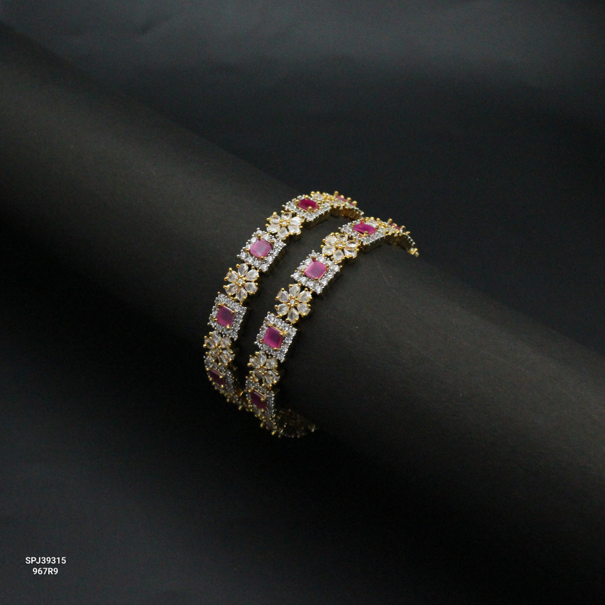 39315 Gold Polish Ruby Bangles