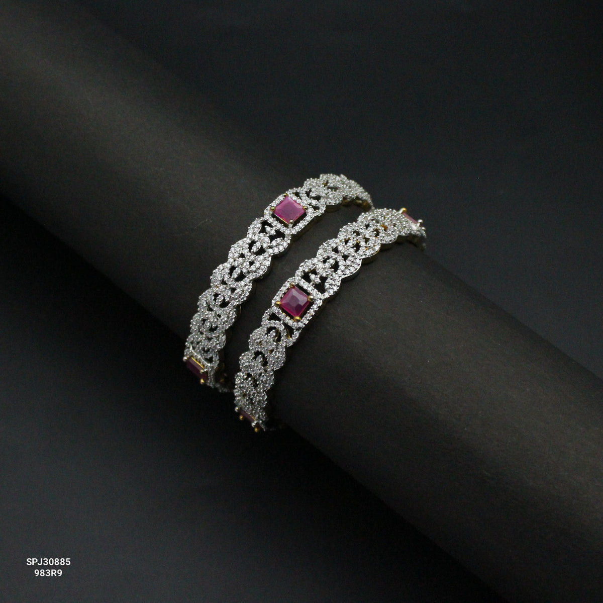 30885 GJ Square Stone Ruby Bangles 2'6