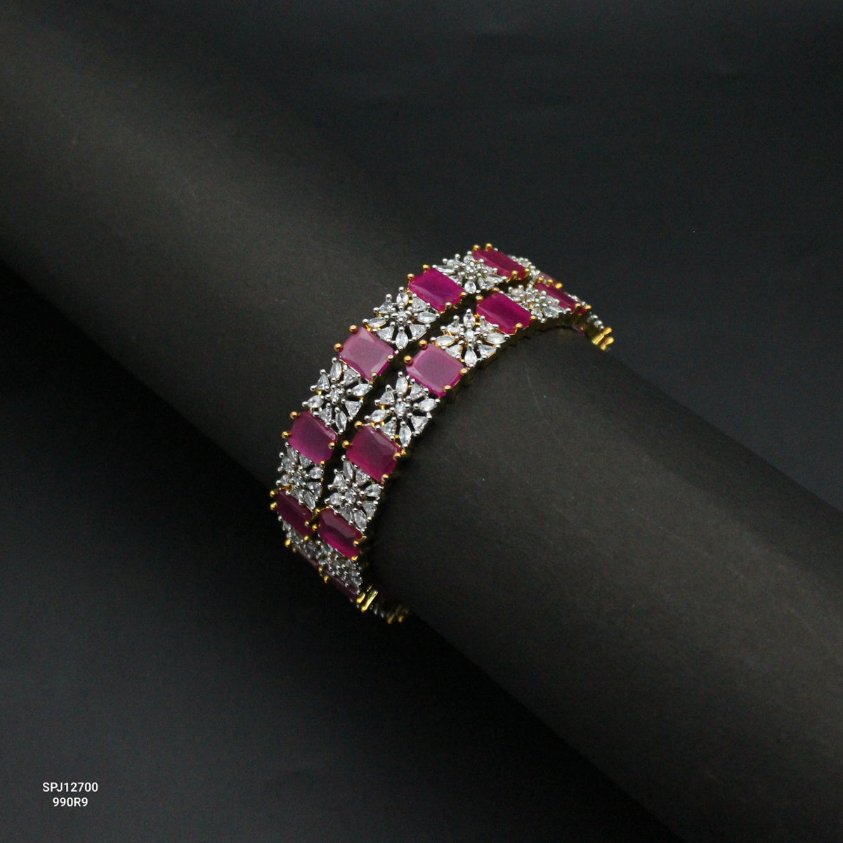 12700 GJ Ruby Floral Bangles 2'8