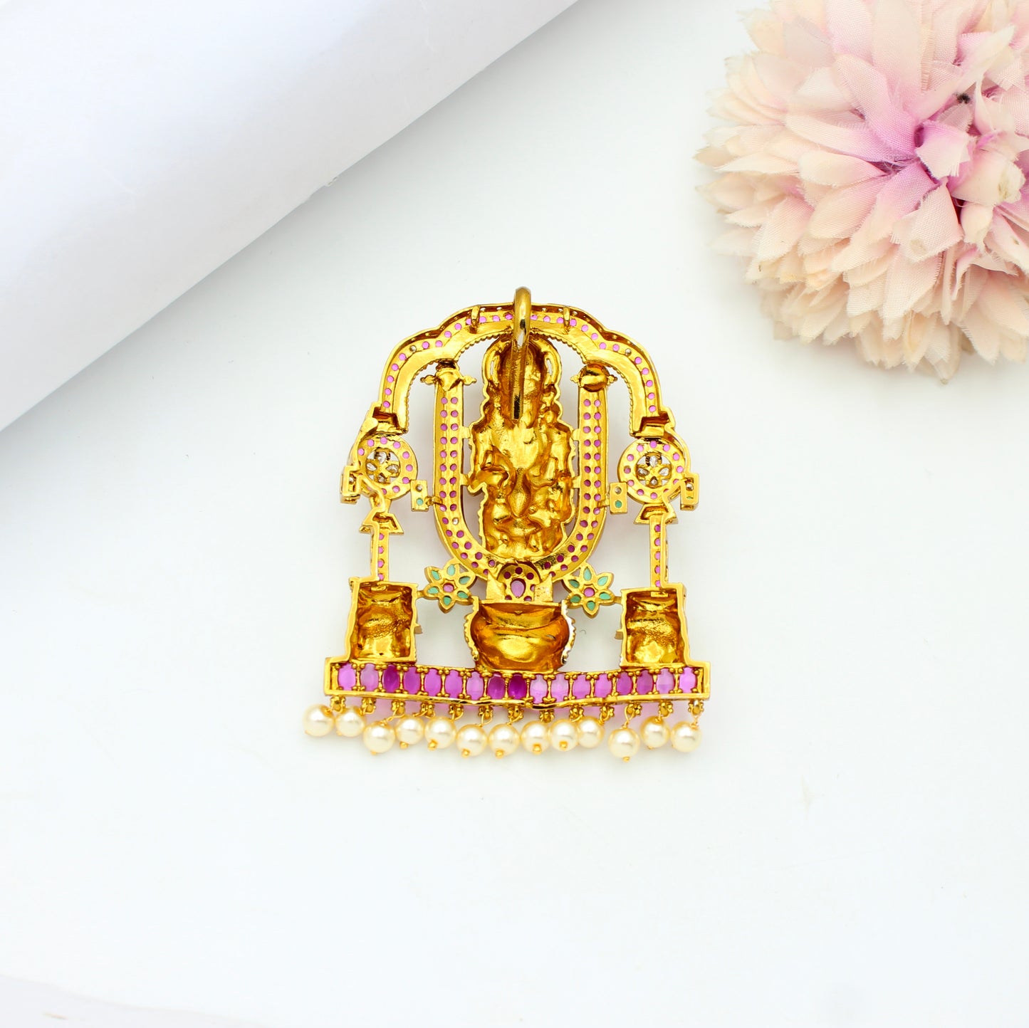 42416 Multi Stone Grand Balaji Locket With Openable Hook