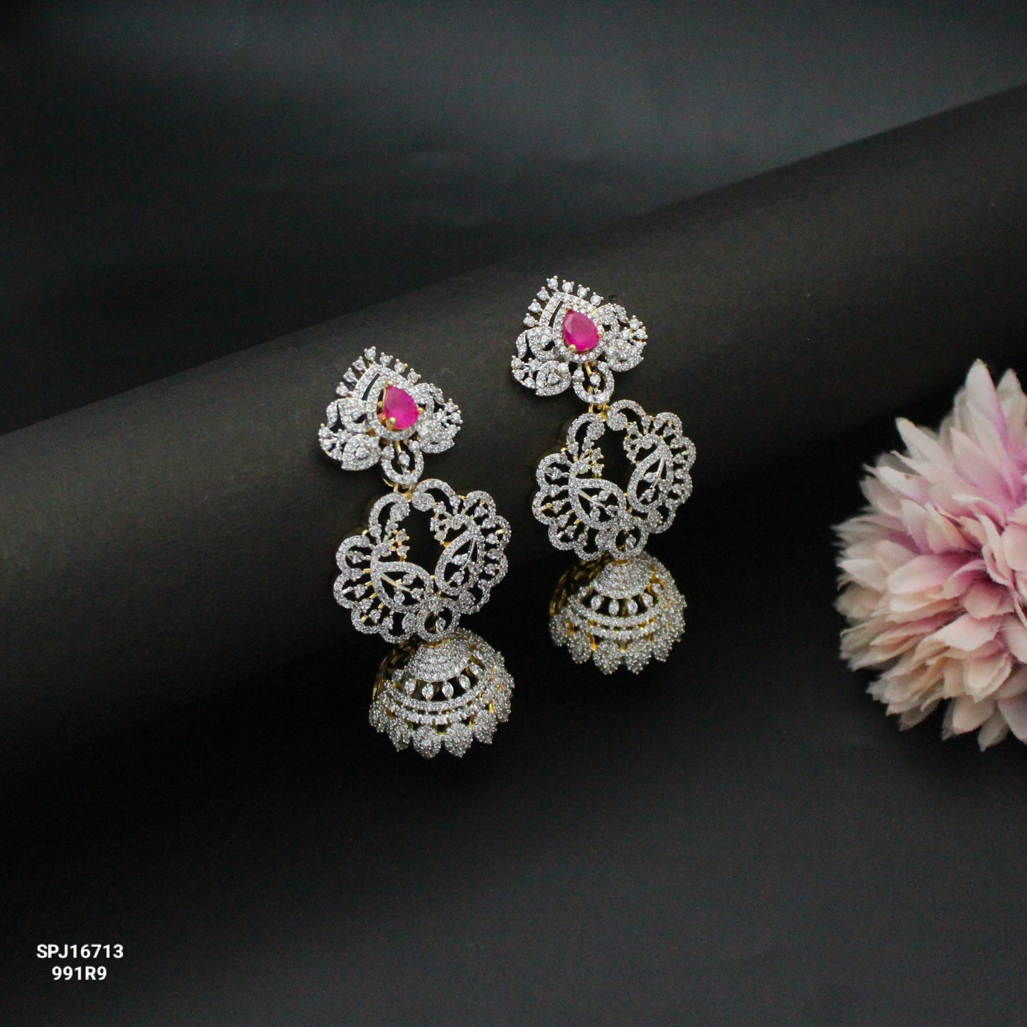 16713 Diamond Look Changeable Jhumkas