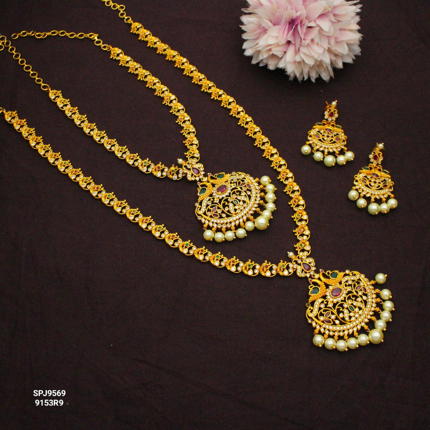 9569 Peacock Multi Combo Necklace Set