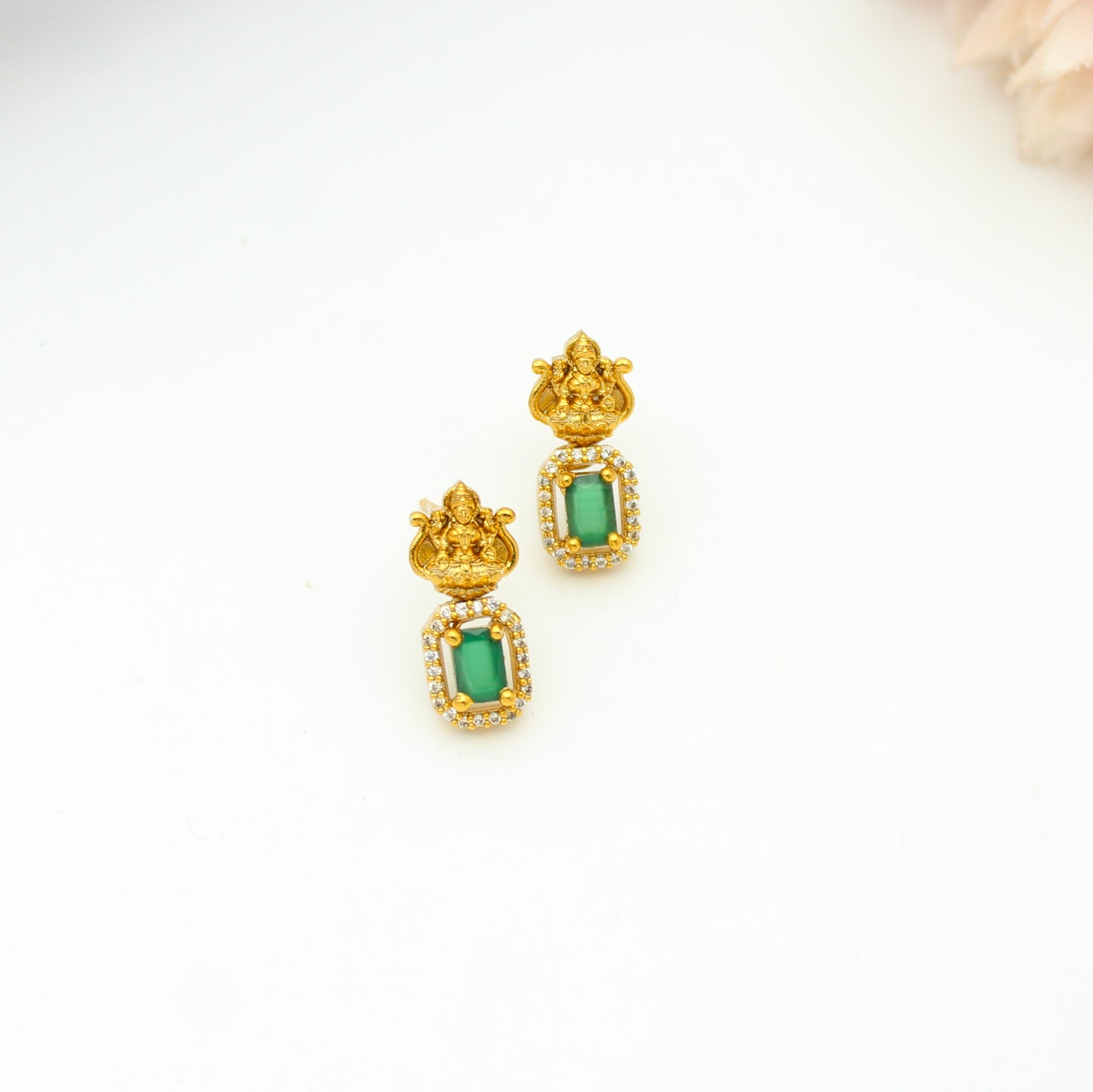 42492 Nakshi Laxmi Green Stone Short Necklace