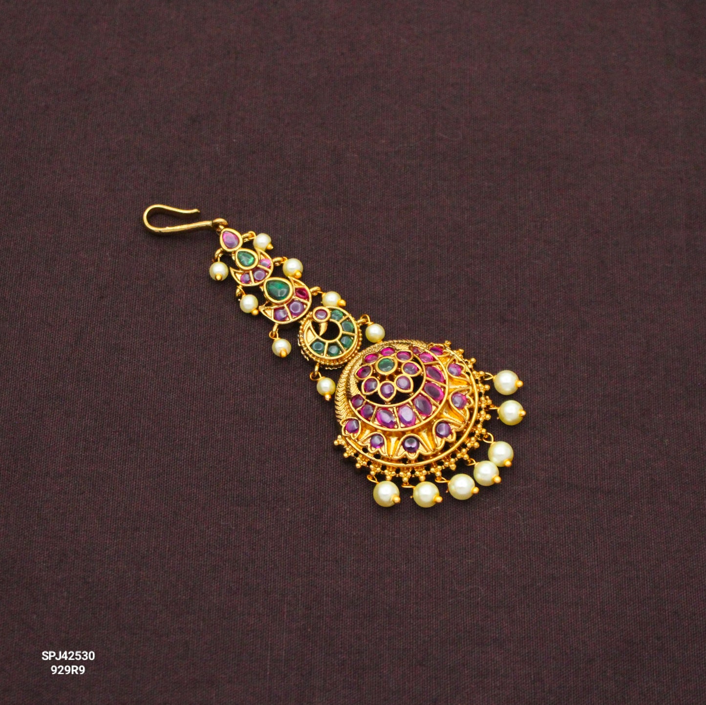 42530 Pota Stone Floral Maangtikka Multi