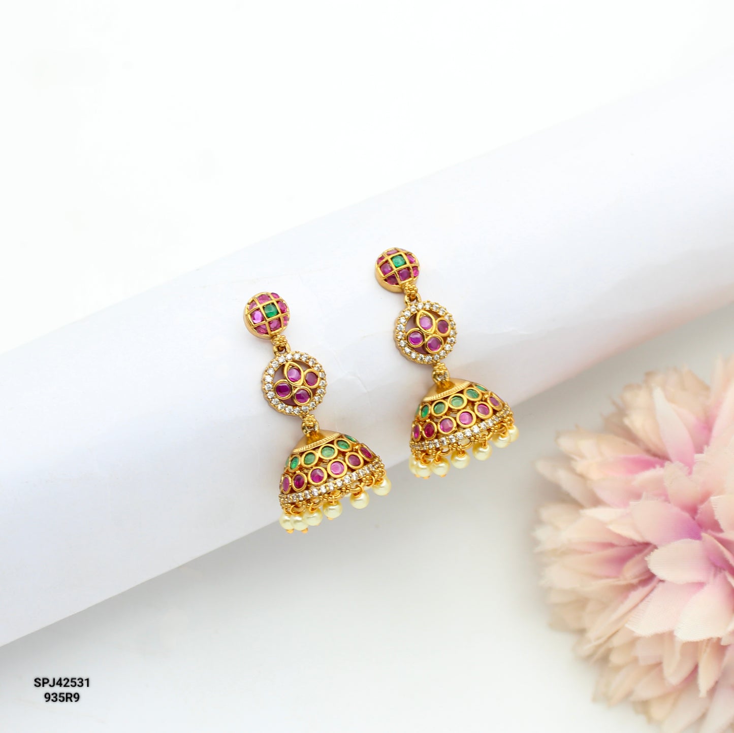 42531 Multi Stone Small Earrings Push Back