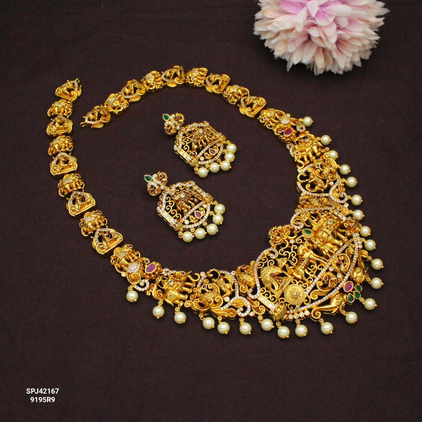 42167 Nakshi Necklace Set With Screw Back Earrings