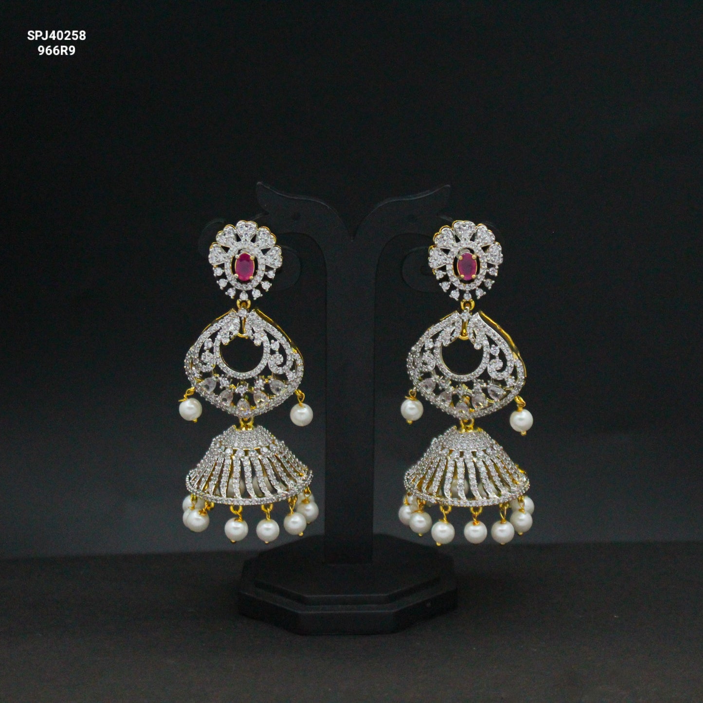 40258 GJ 3 Step Jhumki Red