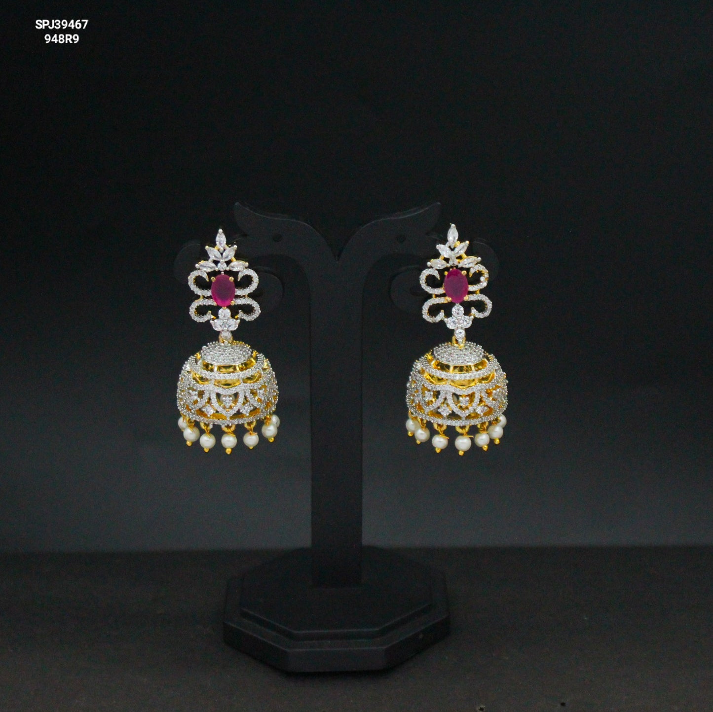 Red Stone Jhumka Earrings SP-39467