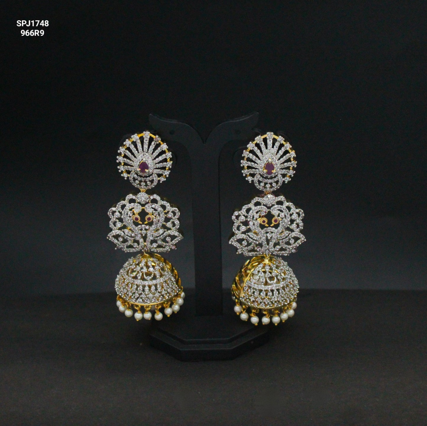 Ruby Stone Chandbali Earrings SP-1748