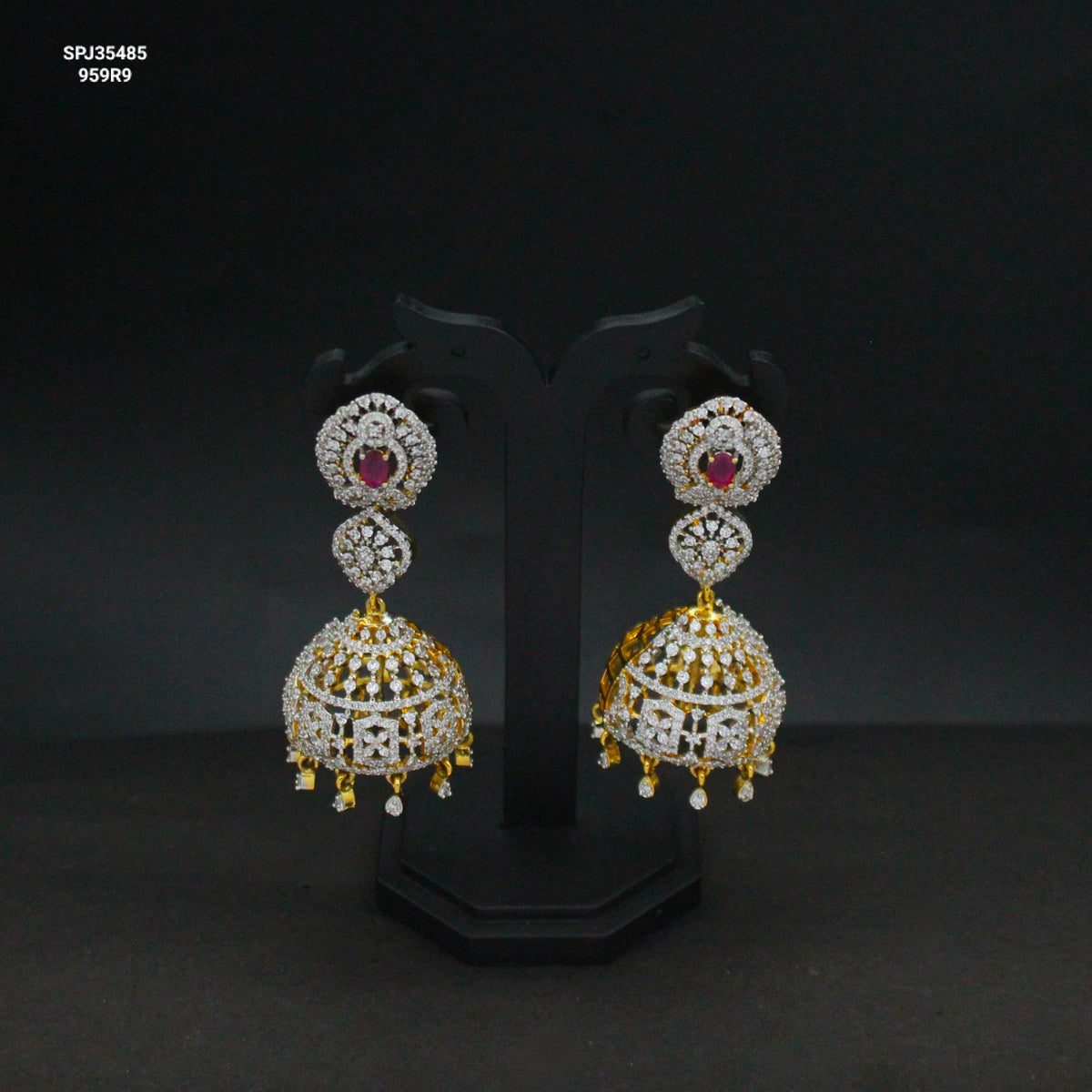 35485 GJ 3 Step Jhumki Red