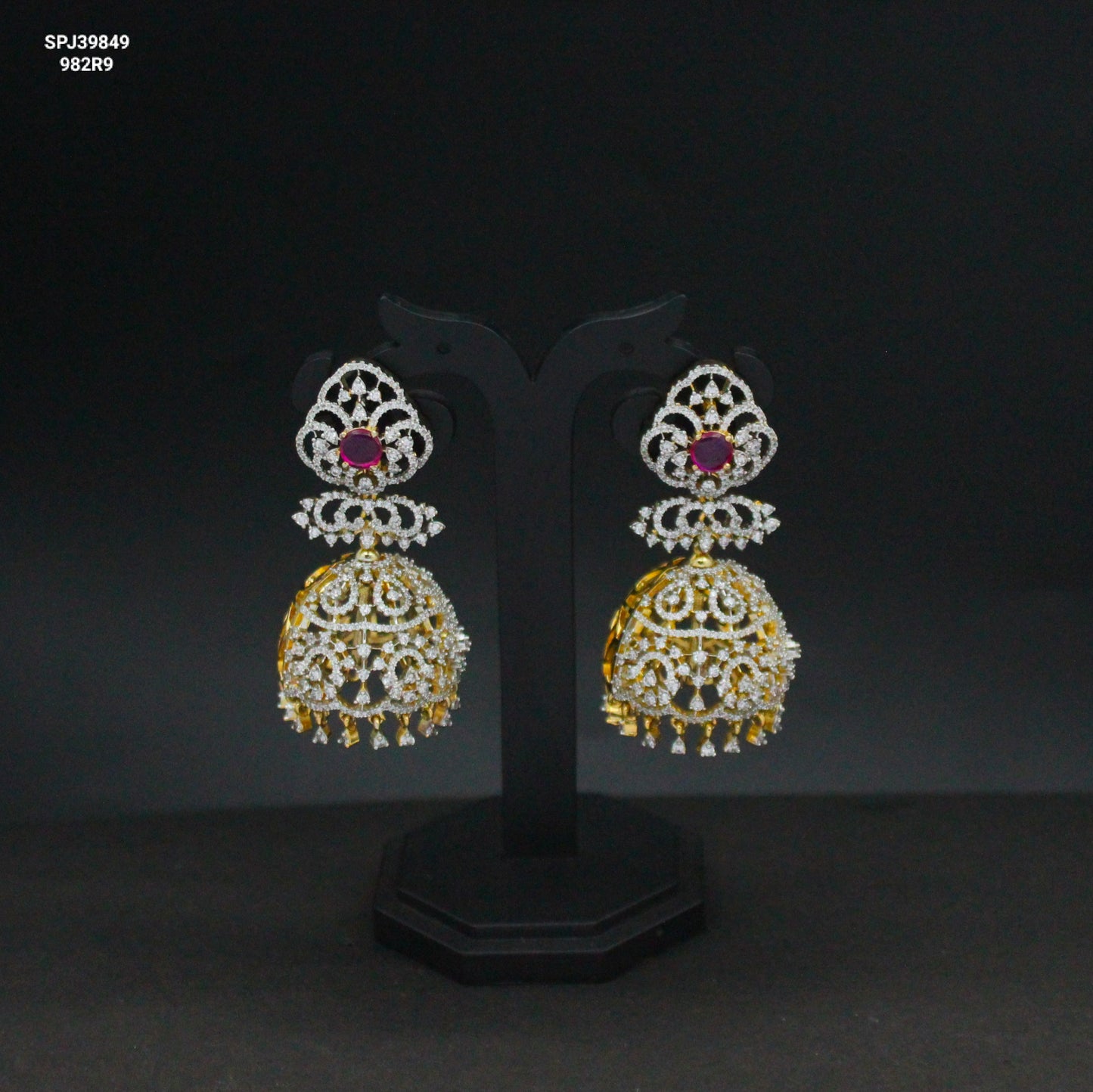 Ruby Colour Jhumka Earrings SP-39849