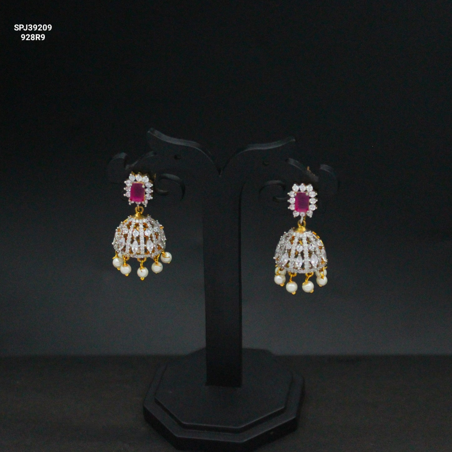 Ruby Square Pattern Jhumka Earrings SP-39209