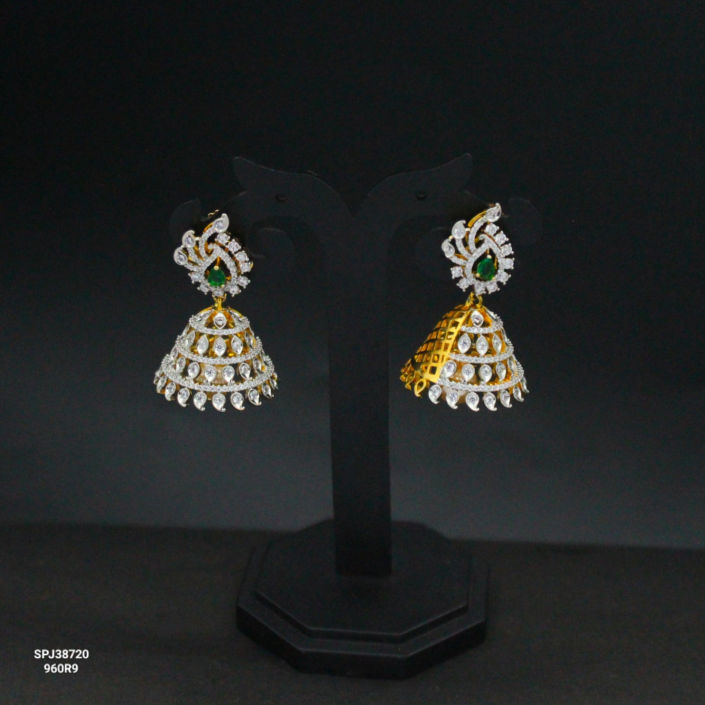 Green Stone Small Jhumka Earrings SP-38720