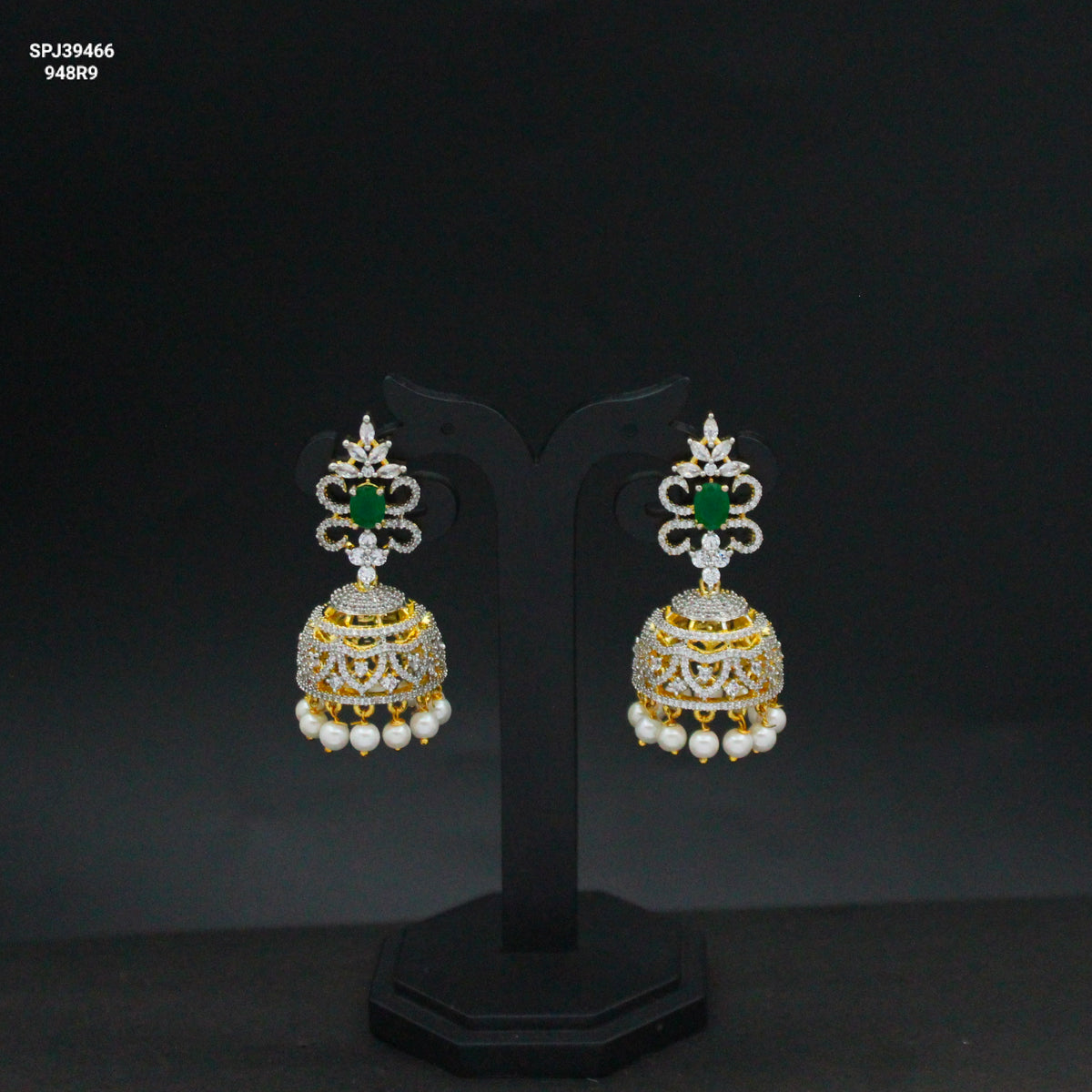 Green Stone Jhumka Earrings SP-39466
