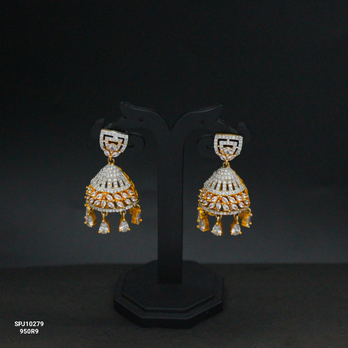 10279 GJ Full White Earrings Push Back