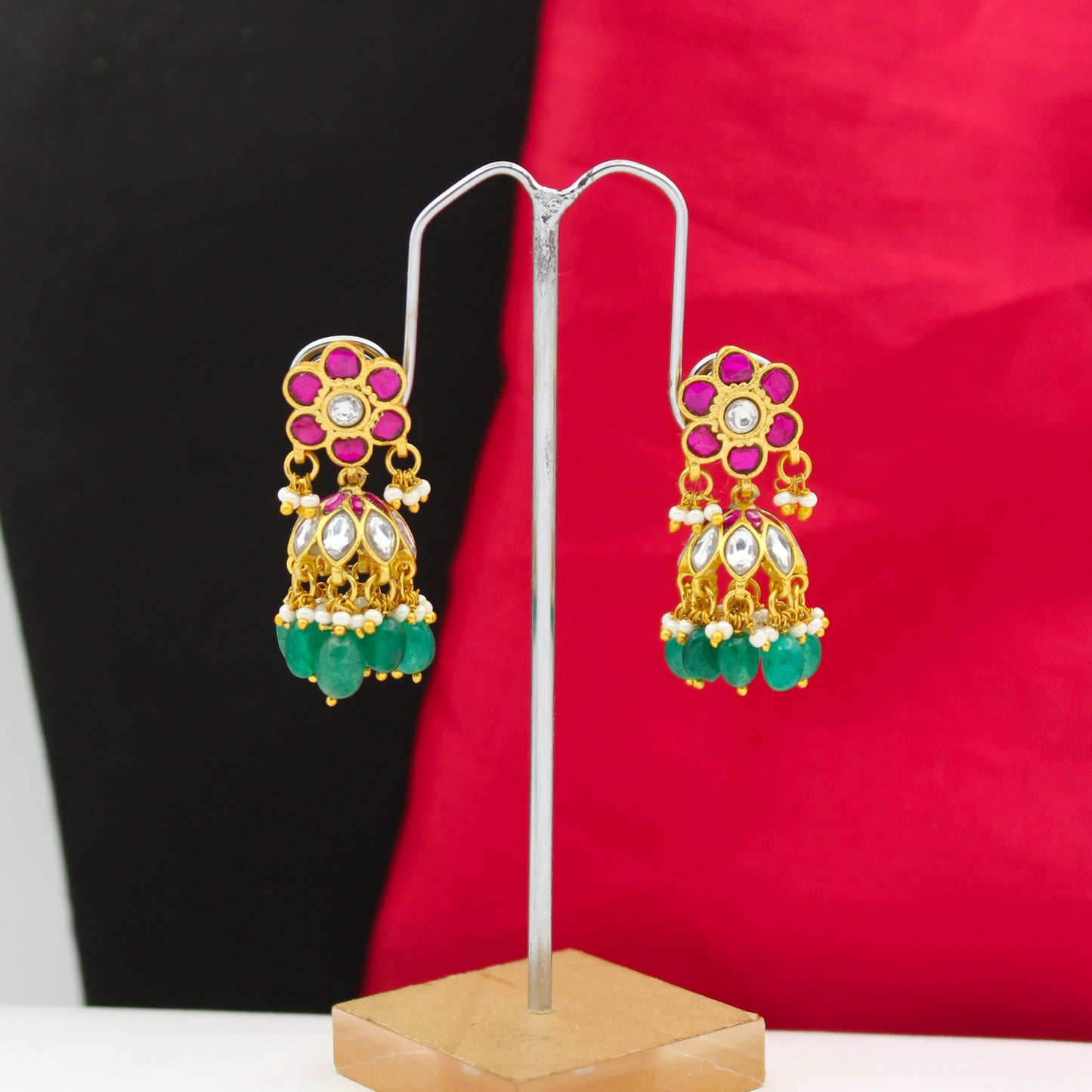 Jadau Floral Small Jhumki 42596