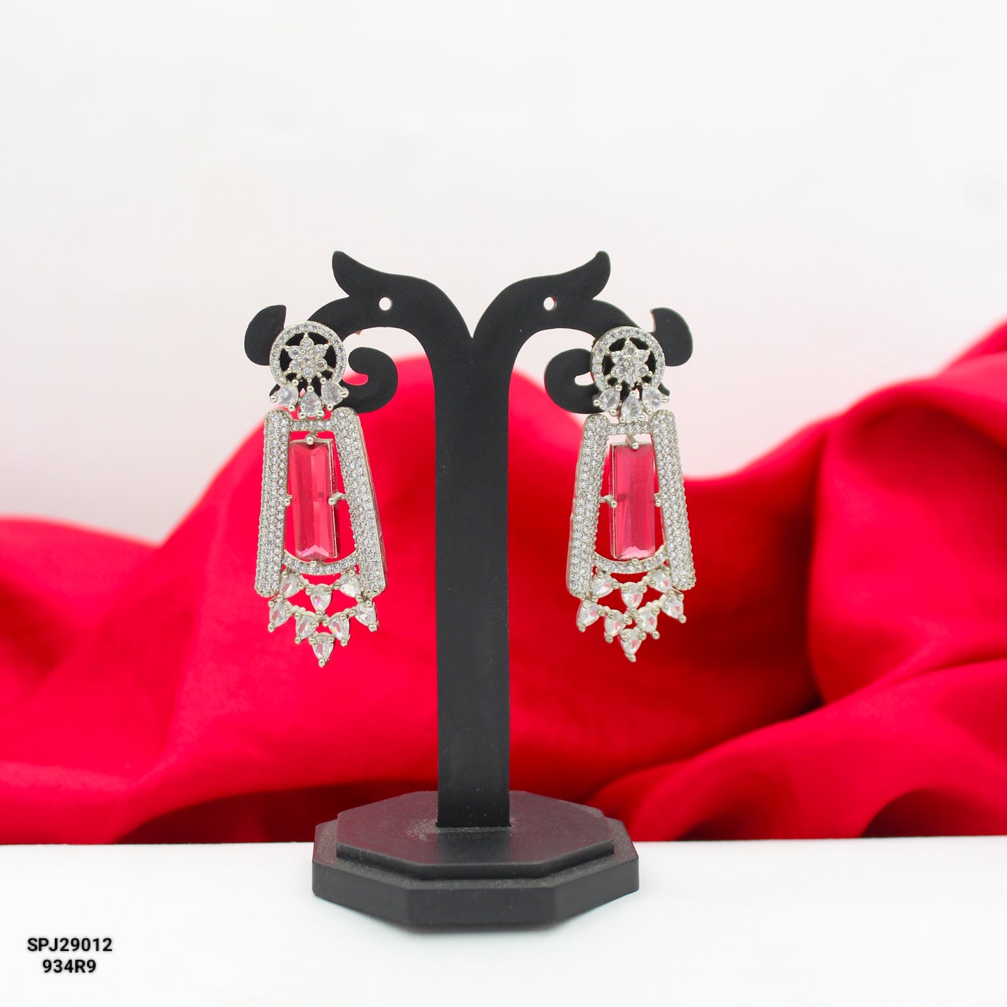 29012 Platinum Red Fancy Earrings