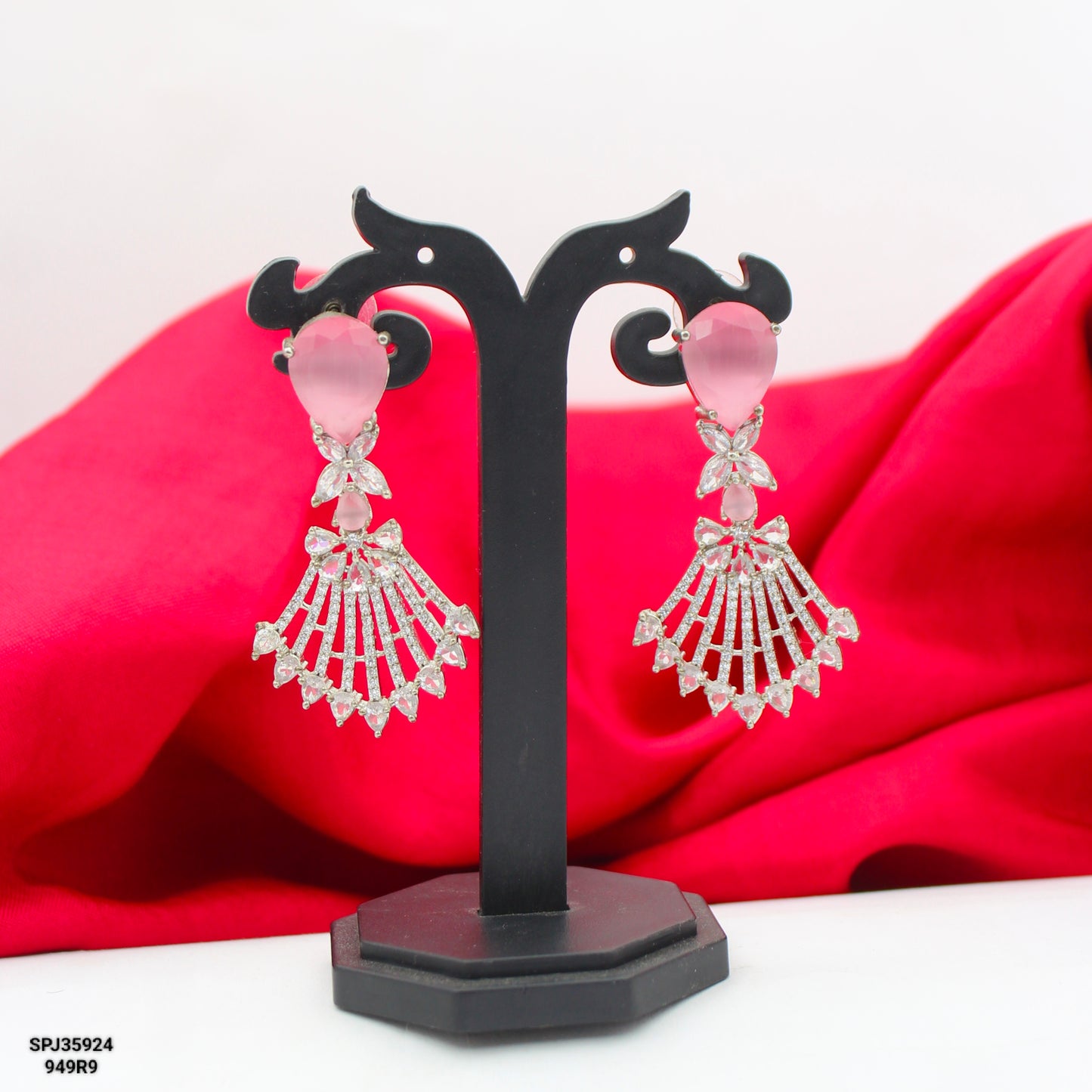 35924 Platinum Mint Pink Earrings