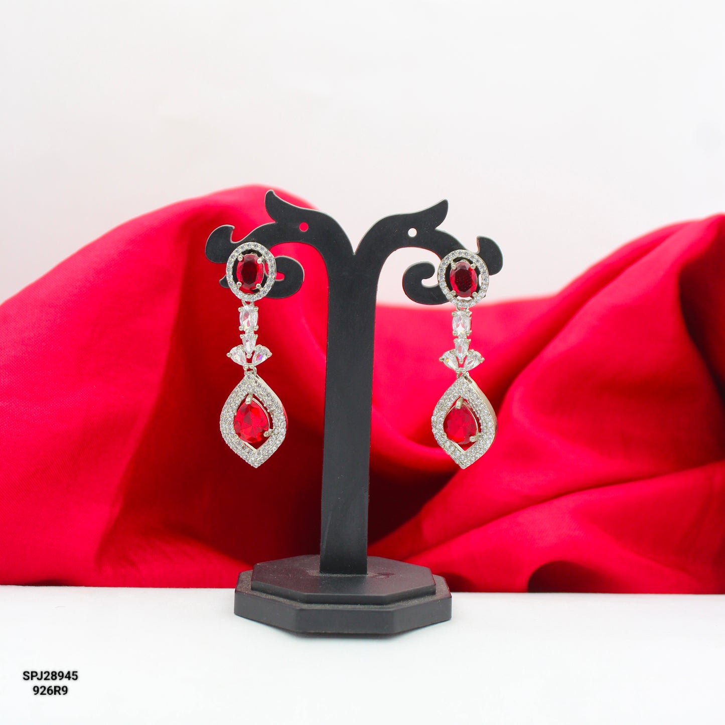 28945 Platinum Red Earrings