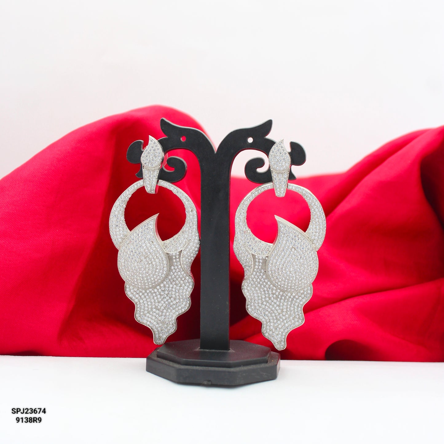 23674 Platinum Full White Fancy Earrings