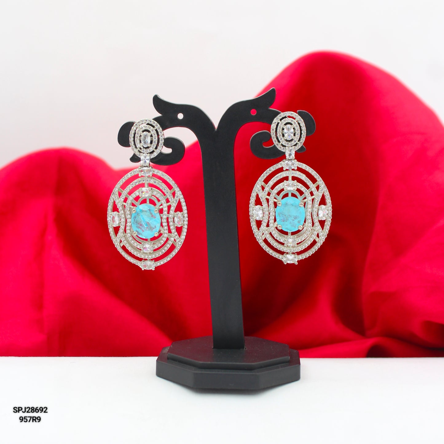28692 Platinum Mint Blue Earrings