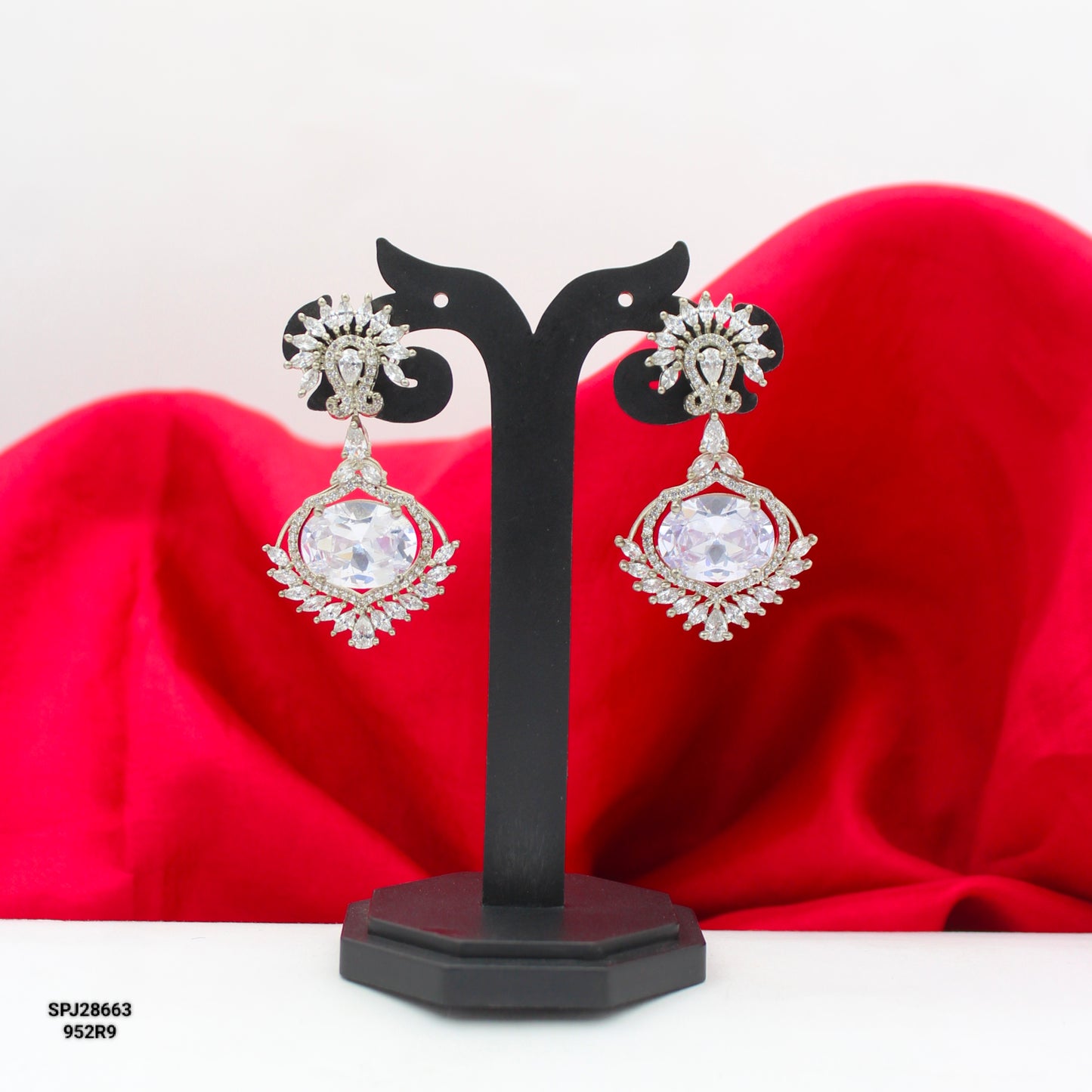 28663 Platinum Full White Earrings