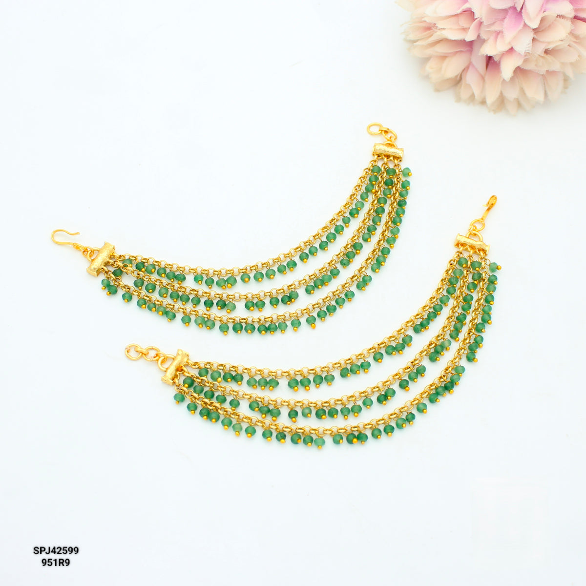 42599 3 Lines Green Onex Beads Champaswaralu