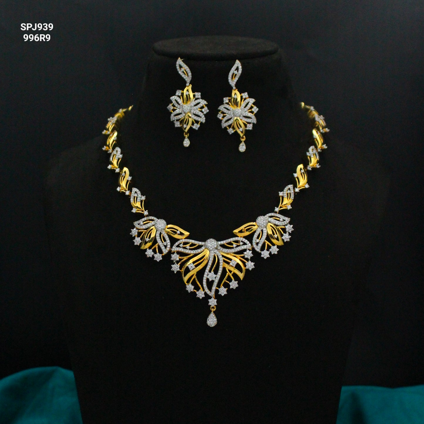 Gold Polish AD Stone Necklace Set SP-941