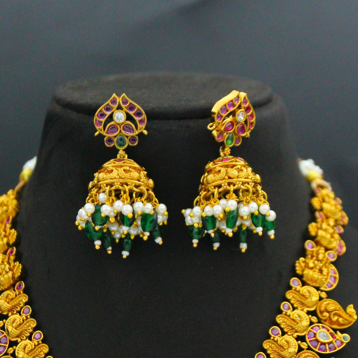 Matte Lakshmi Short Necklace Set with Jhumkas SP-39998