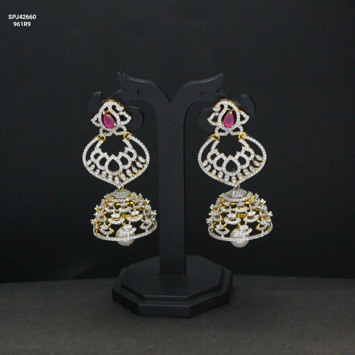 42660 Diamond Look Mango Ruby Jhumki