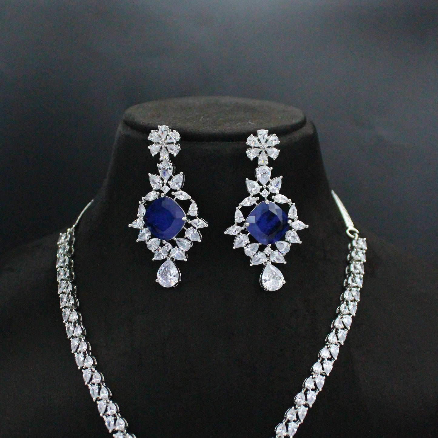 Platinum Dark Blue Single-Line Necklace SP-21760