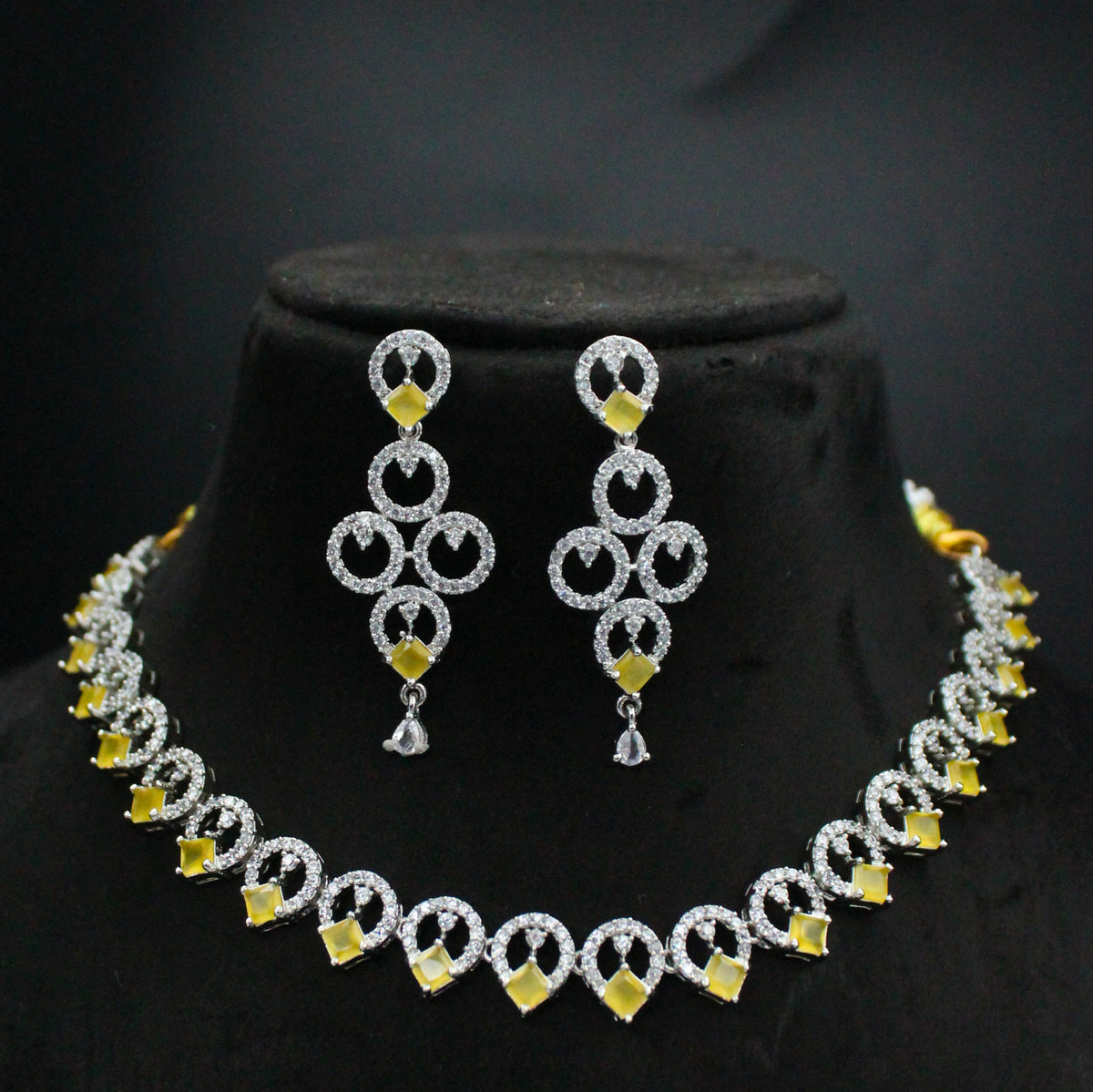 Platinum Yellow Stone Necklace SP-16487
