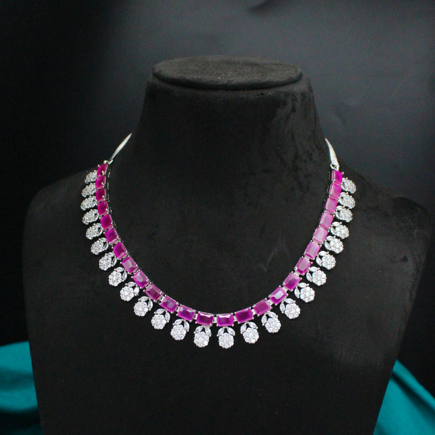 Platinum Mint Stone Necklace Set SP-8787