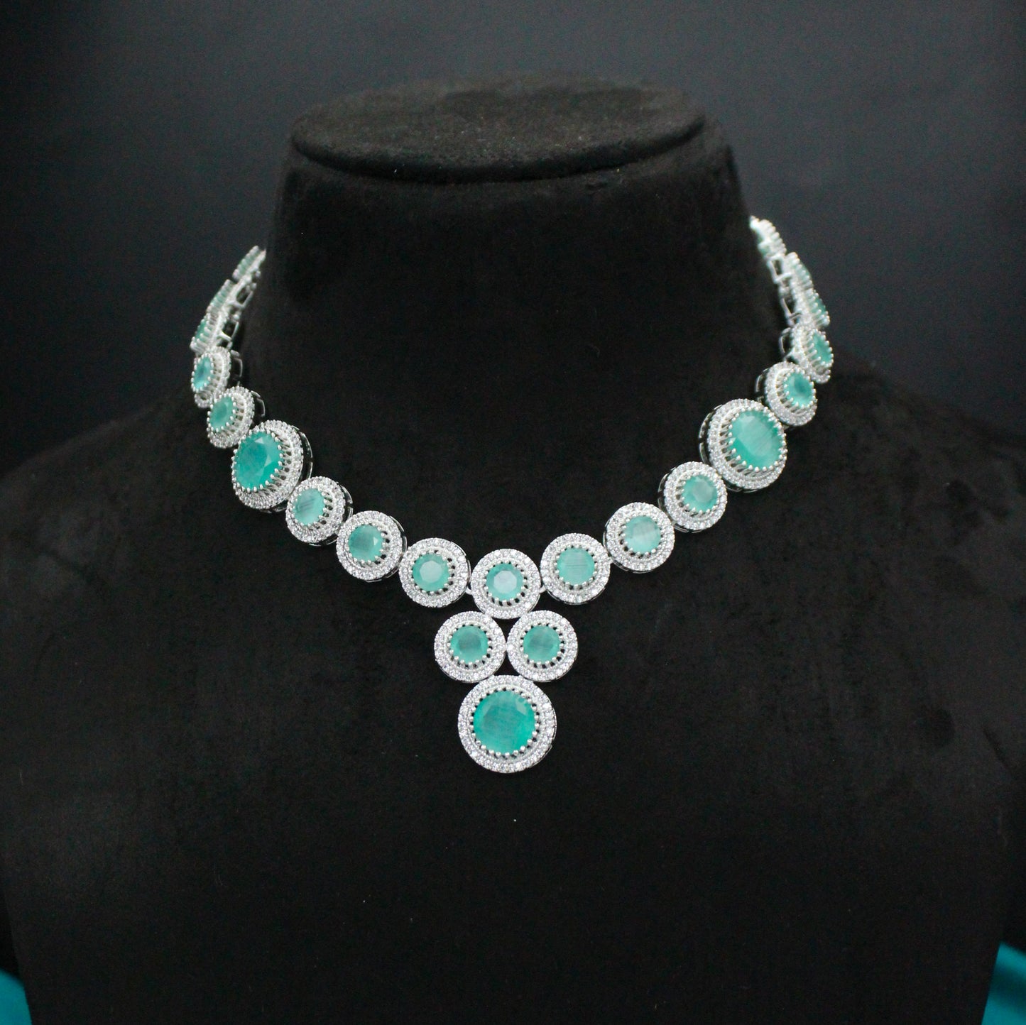 Platinum Mint Green Necklace Set SP-40606