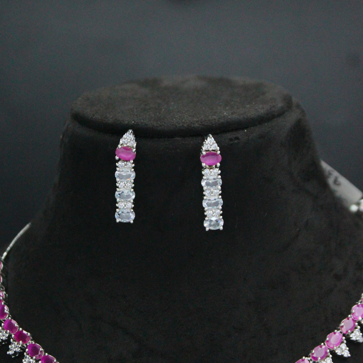Platinum Ruby Stone Necklace SP-8982