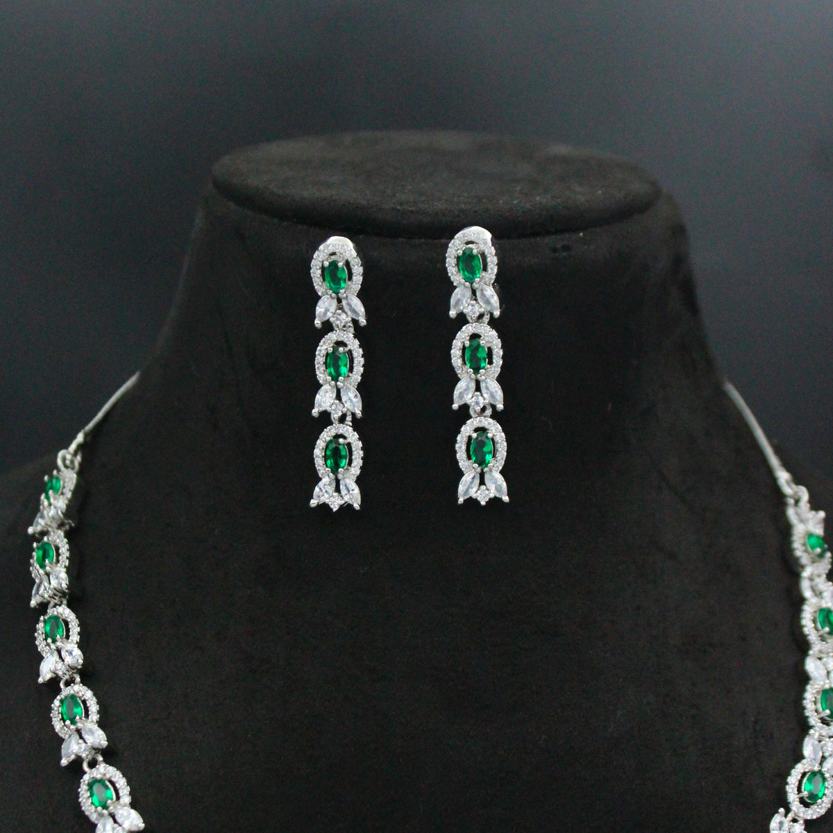 Platinum Red Oval Single-Line Necklace Set SP-16220