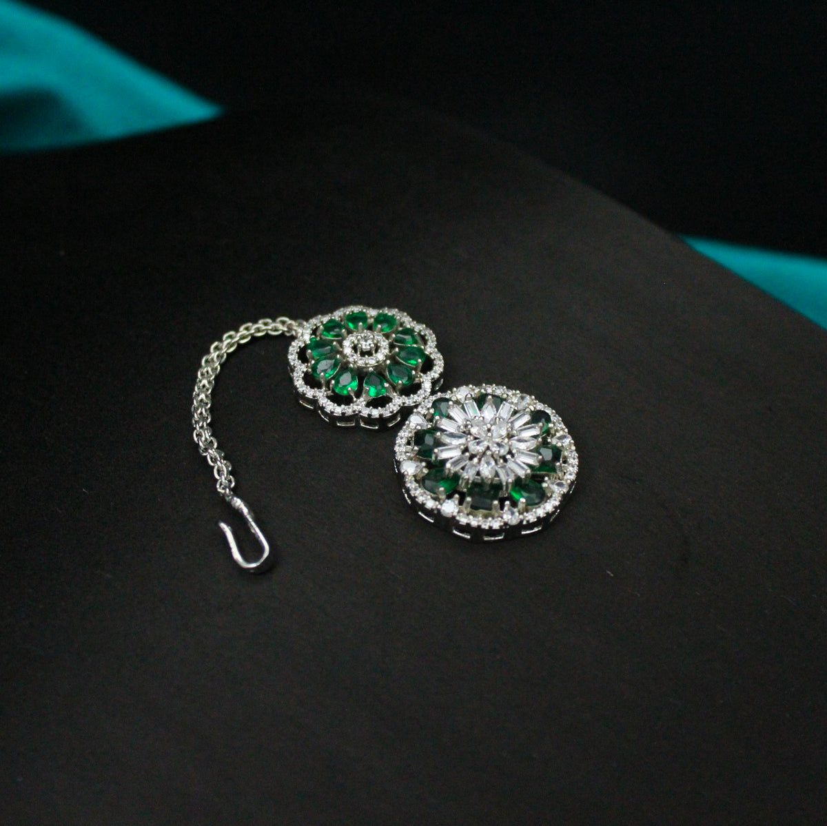 Platinum Green 2-Line Necklace Set SP-16177