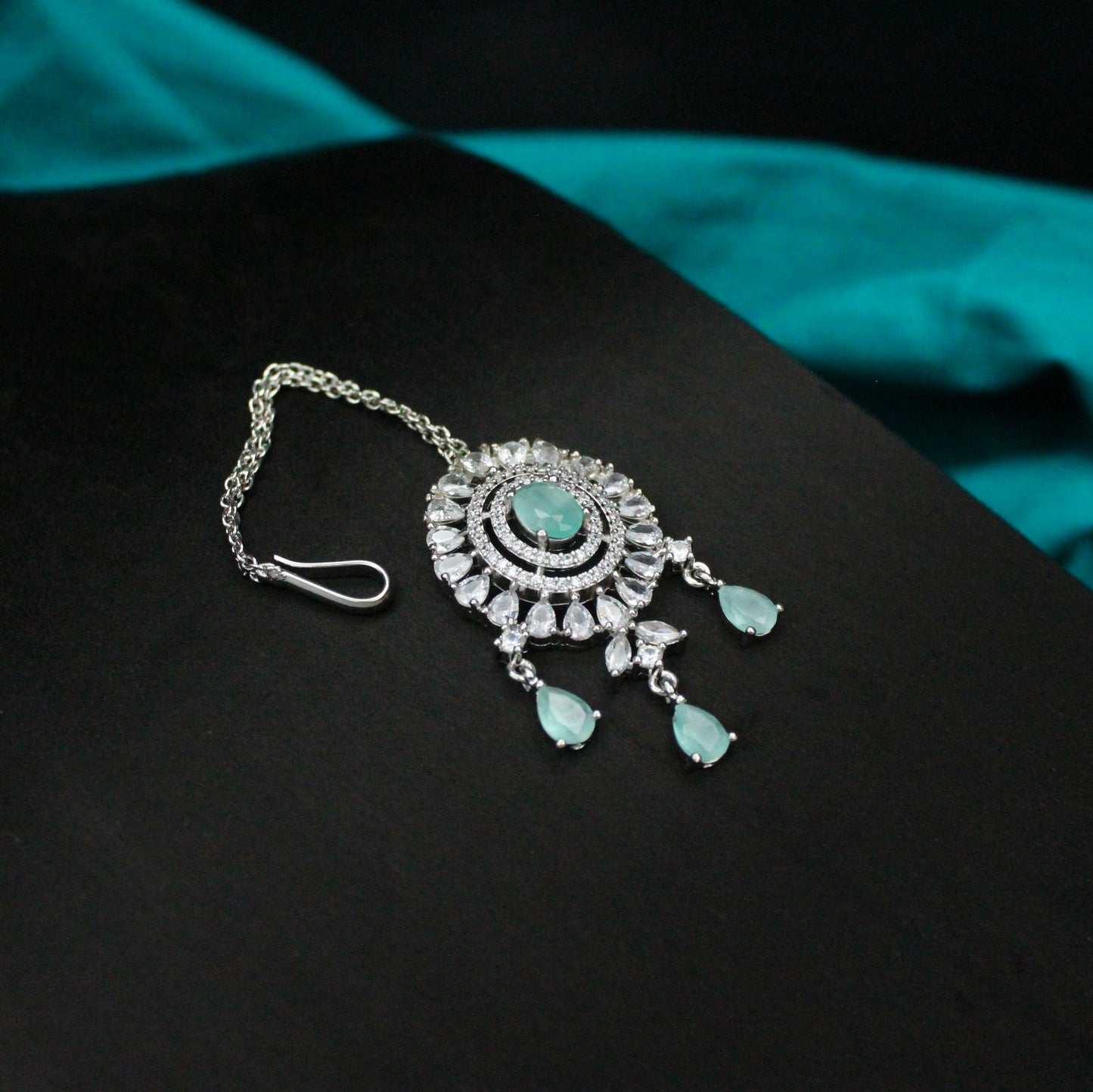 Platinum Diamond Look 2-Layer Necklace SP-28771