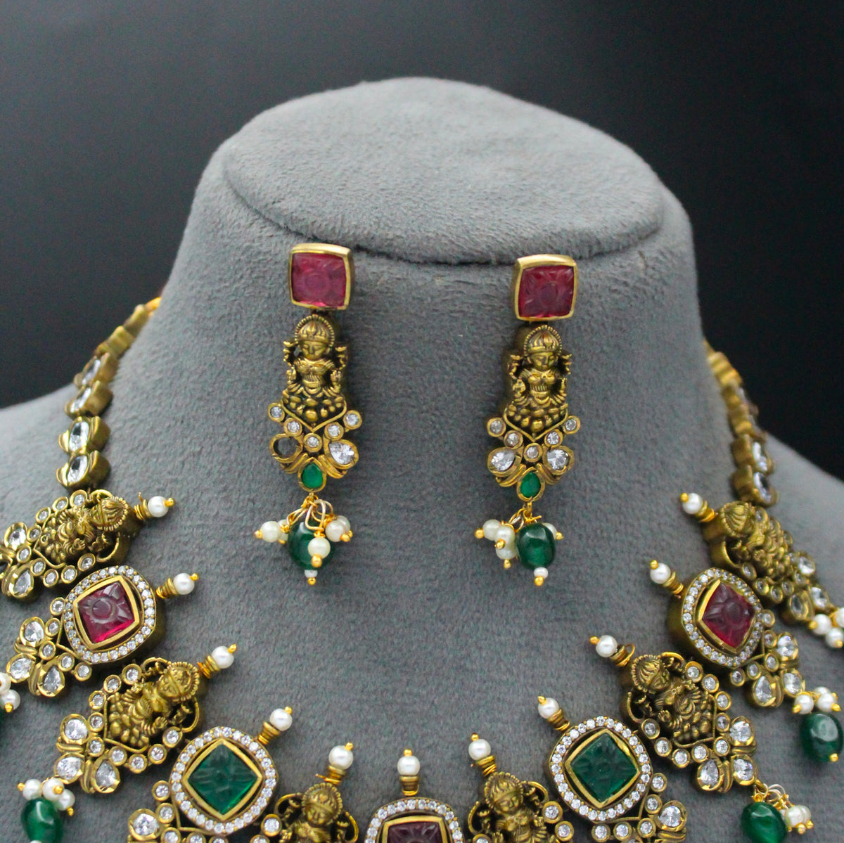 Victorian Mehandi Polish Multi Necklace Set