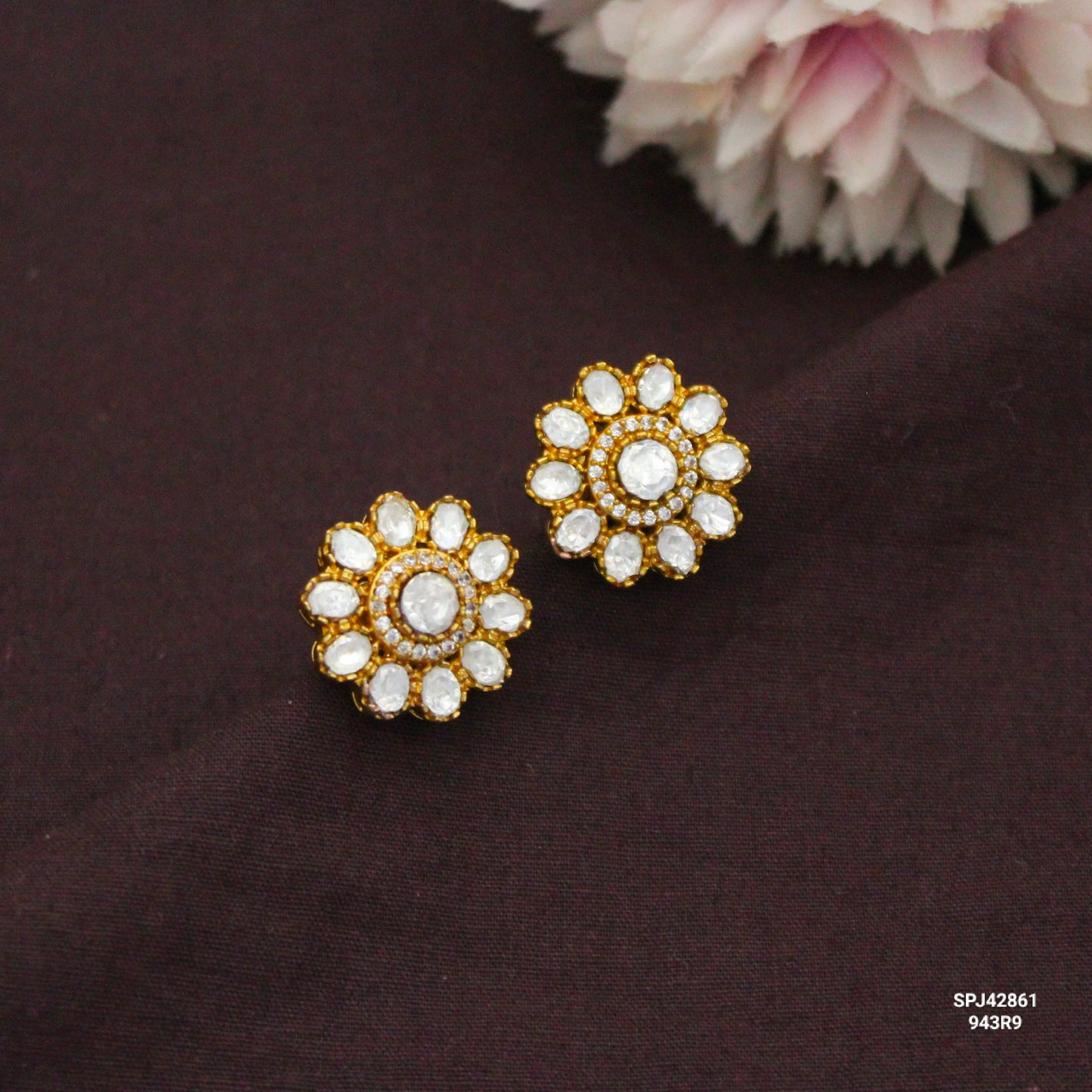 Elegant Moissanite Full White Studs Screw Back 42861