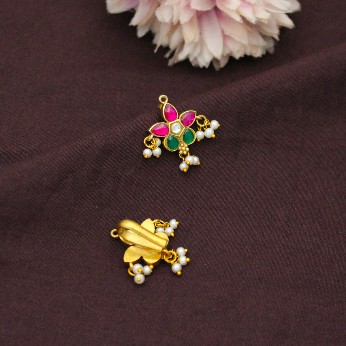 Traditional Jadau Kundan Multi Floral Bugadi With Pearls