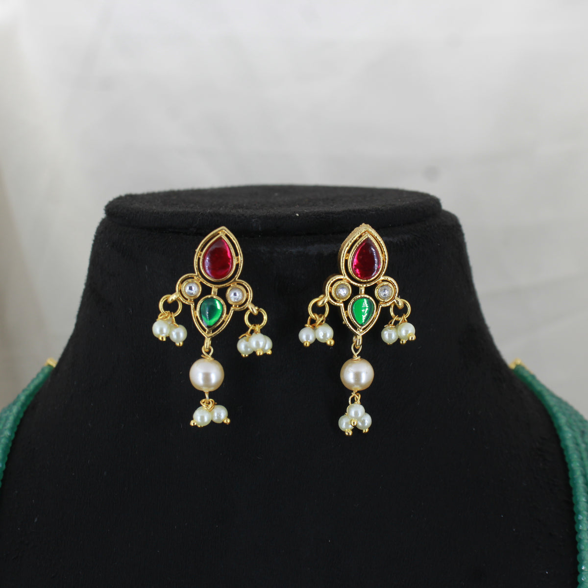 43202 jadau Kundan simple Rani haar with push back Earrings