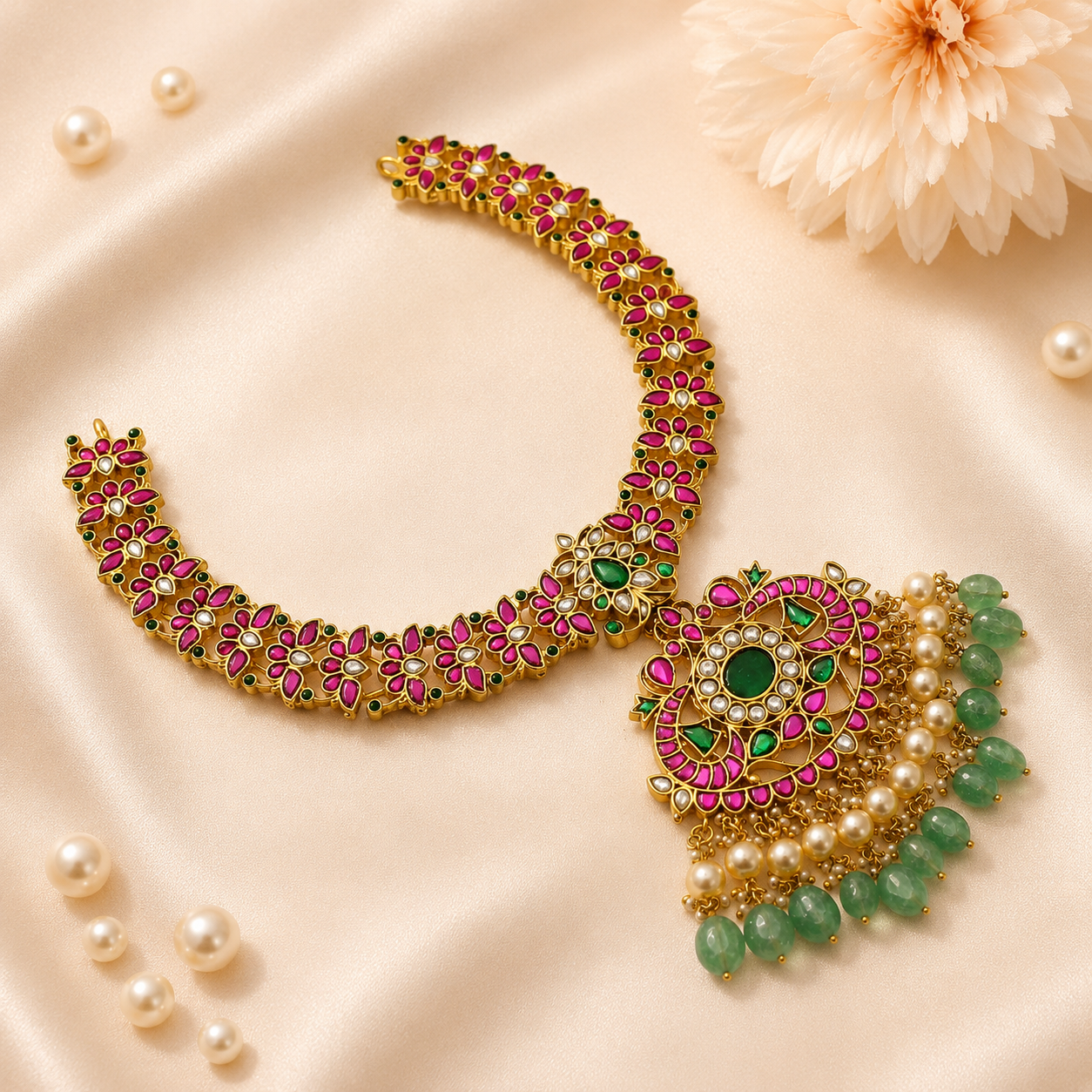 41889 Jadau simple short necklace