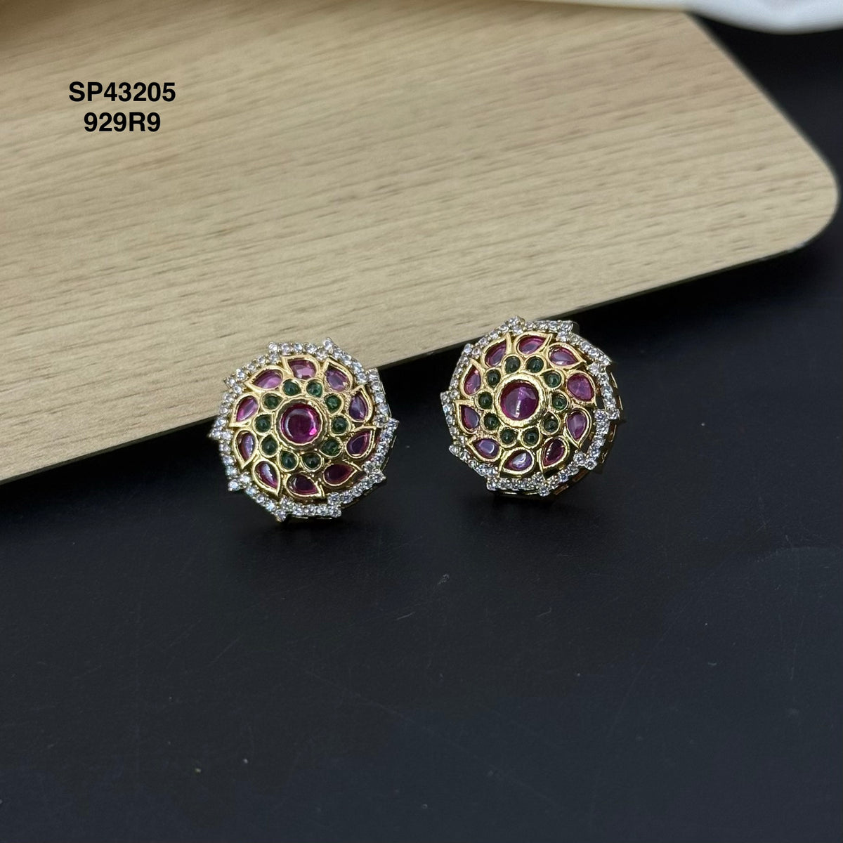 Multi Colour Floral Premium Studs with Push Back 43205