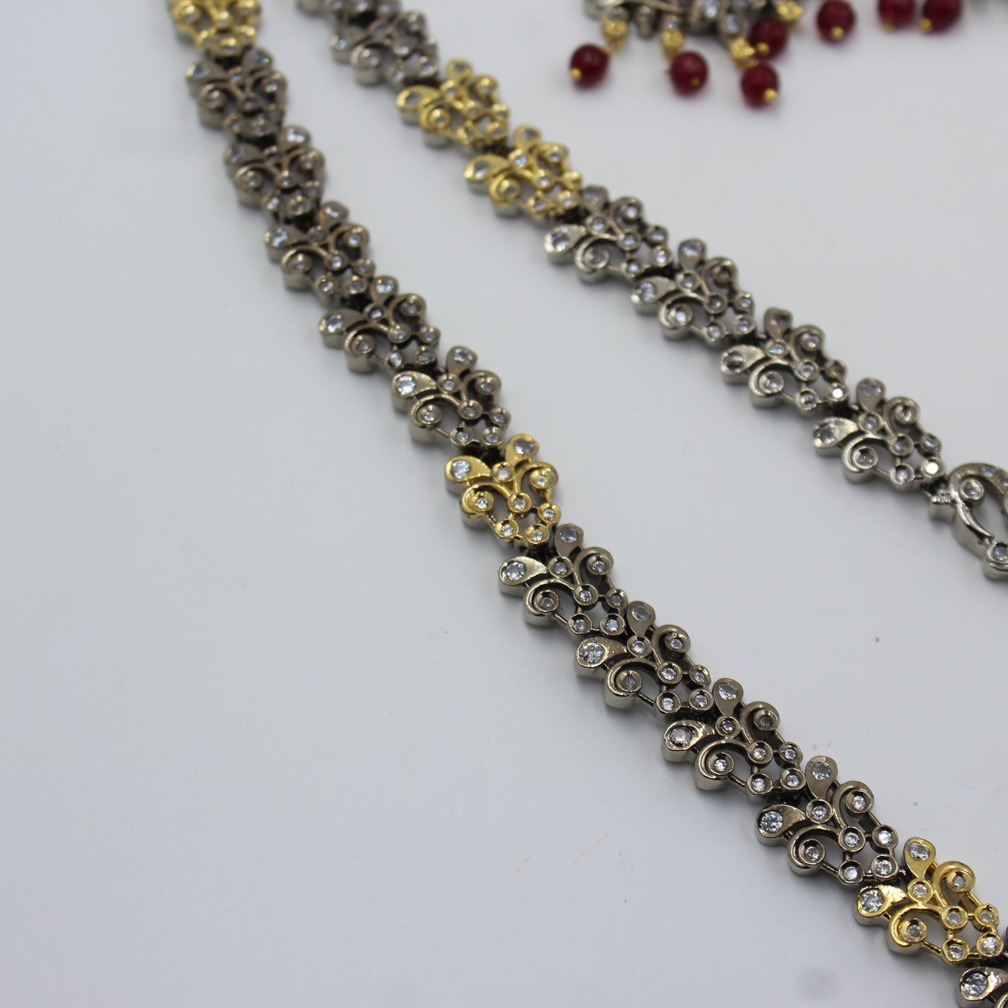 Victorian Double Peacock Red Combo Necklace Set