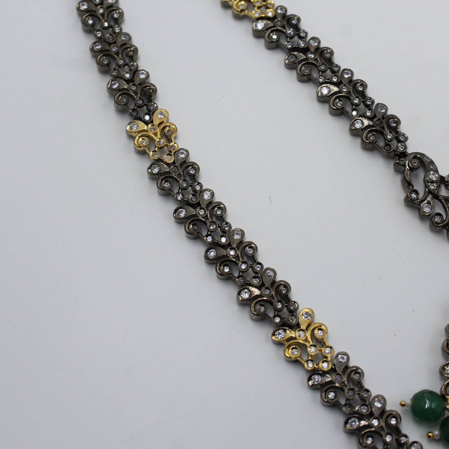Victorian Double Peacock Green Combo Necklace Set