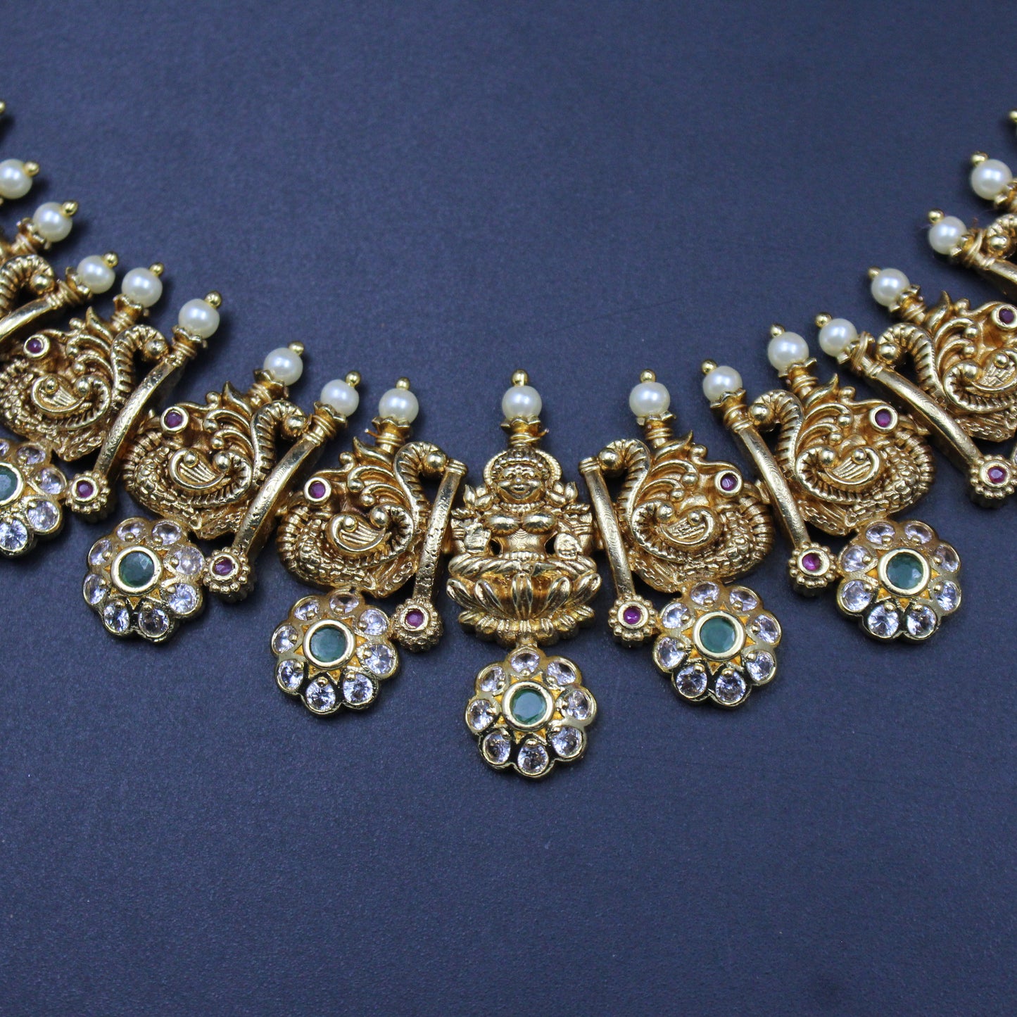 40005 / 40755 Lakshmi Peacock Nakshi Bottu Mala with screwback earrings
