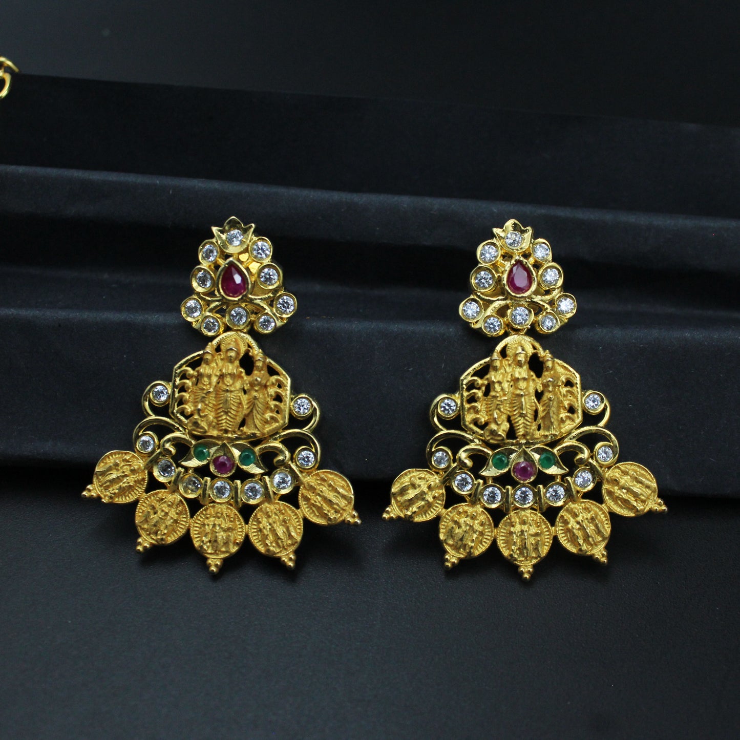 4999 Ram parivar matte finishing short necklace with earrings