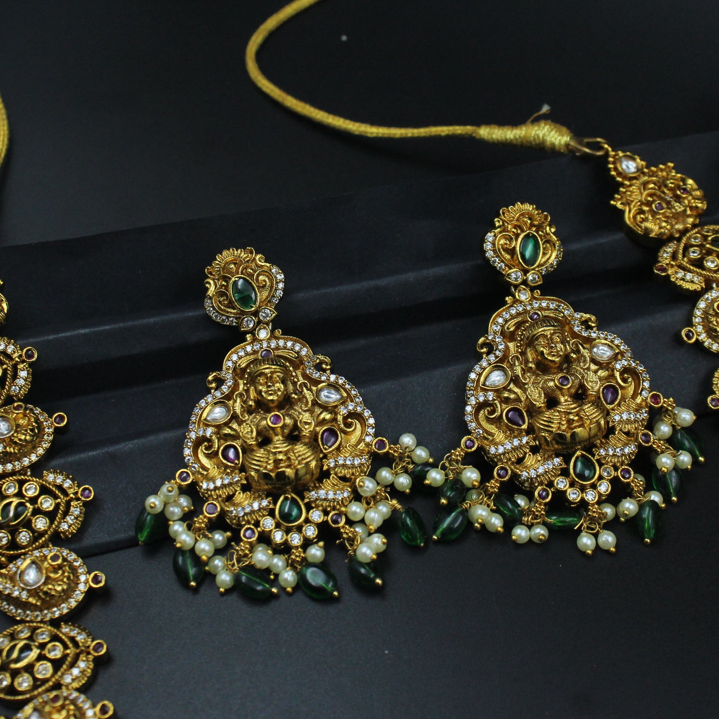 38757 Matte Laxmi Peacock Long Necklace