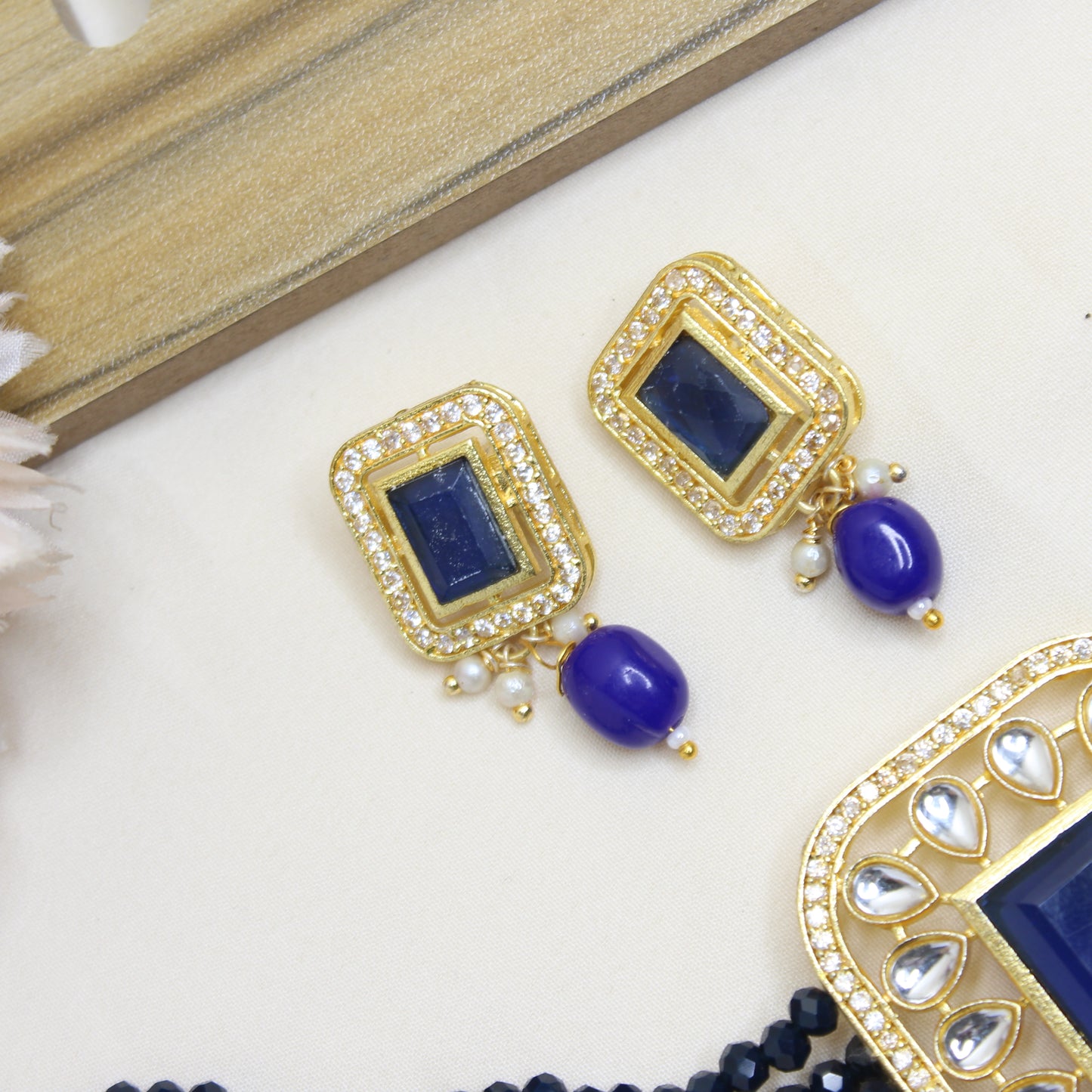 11375 Kundan Choker Navy Blue